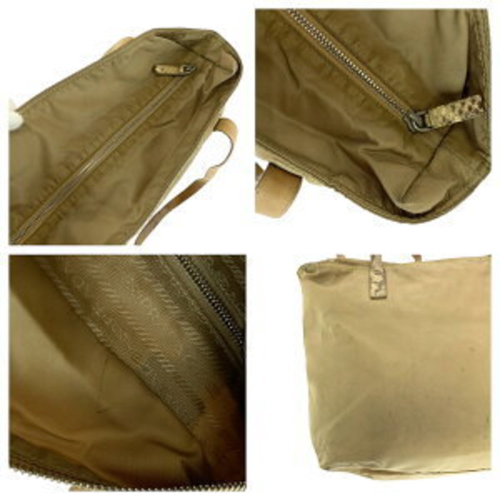 Prada Python Leather Brown Bag Tote Tessuto Trian… - image 5